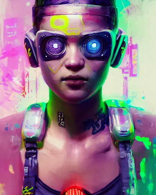 Image similar to detailed portrait Neon boxer Girl, cyberpunk futuristic neon, reflective crop top and shorts, boxing gloves, decorated with traditional Japanese ornaments by Ismail inceoglu dragan bibin hans thoma greg rutkowski Alexandros Pyromallis Nekro Rene Maritte Illustrated, Perfect face, fine details, realistic shaded, fine-face, pretty face