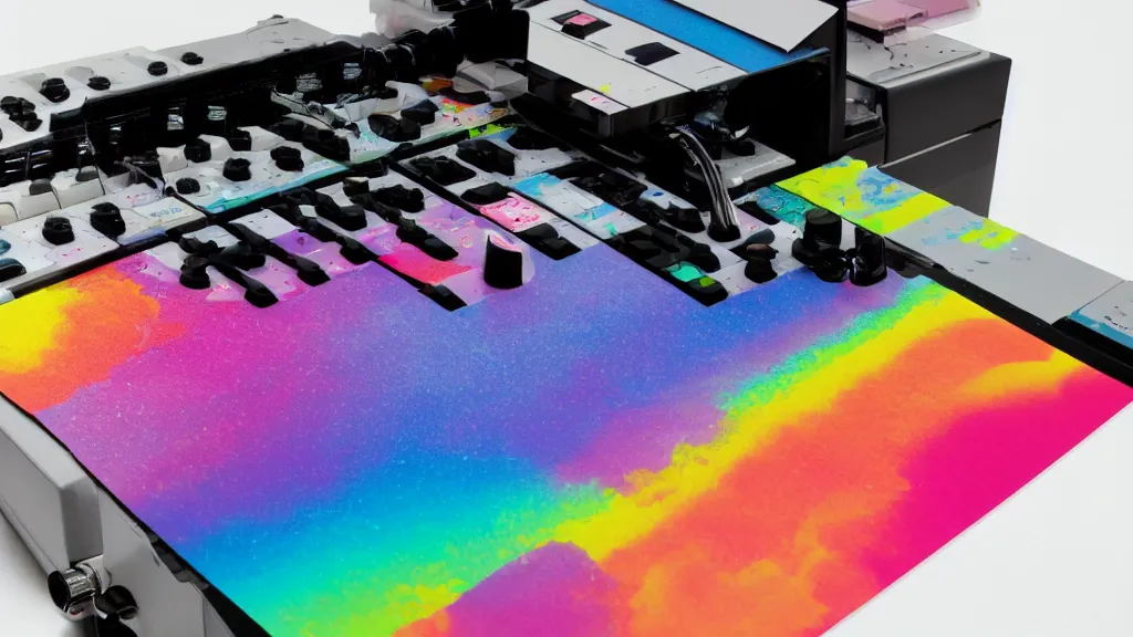 Image similar to cmyk risograph print unemotional drop synthesizer