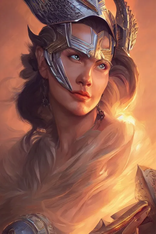 Image similar to amazon valkyrie athena, d & d, fantasy, portrait, highly detailed, headshot, digital painting, trending on artstation, concept art, sharp focus, illustration, art by artgerm and greg rutkowski and magali villeneuve