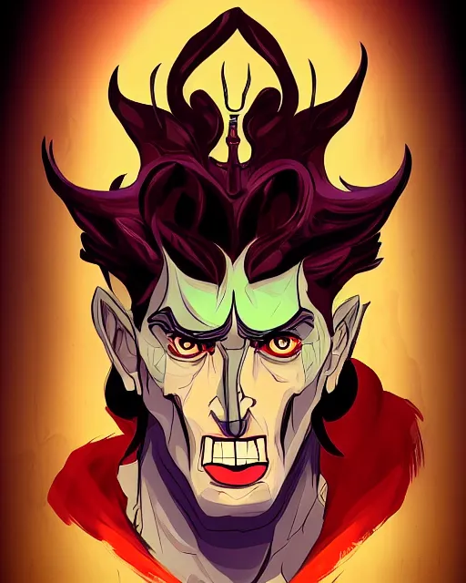 Image similar to cel - shaded portrait character art of hades, art, key art, movie poster