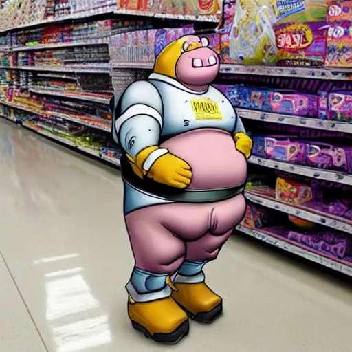 Prompt: obese krang in walmart