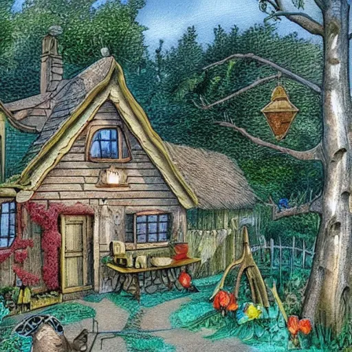 Image similar to a cottage witch's kitchen