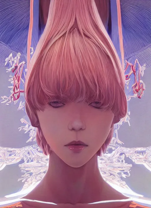 Image similar to symmetry portrait of ayanami rei : : by martine johanna and simon stalenhag and chie yoshii and casey weldon and wlop : : ornate, dynamic, particulate, rich colors, intricate, elegant, highly detailed, centered, artstation, smooth, sharp focus, octane render, 3 d