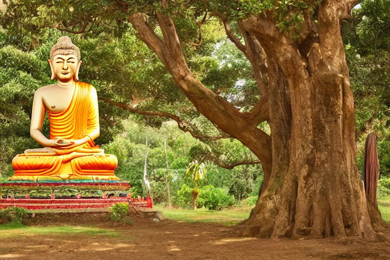 Prompt: The Buddha sitting under the tree of life