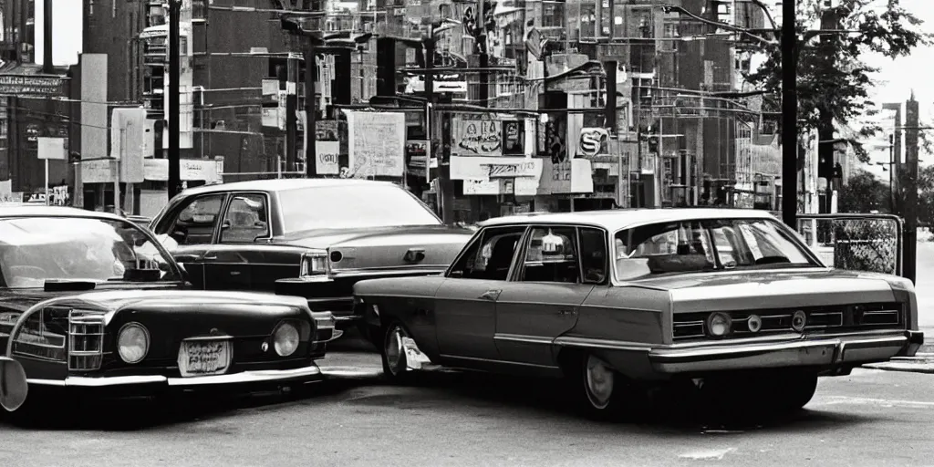 Prompt: new york city car, photography by william eggleston and stephen shore en 1 9 6 8