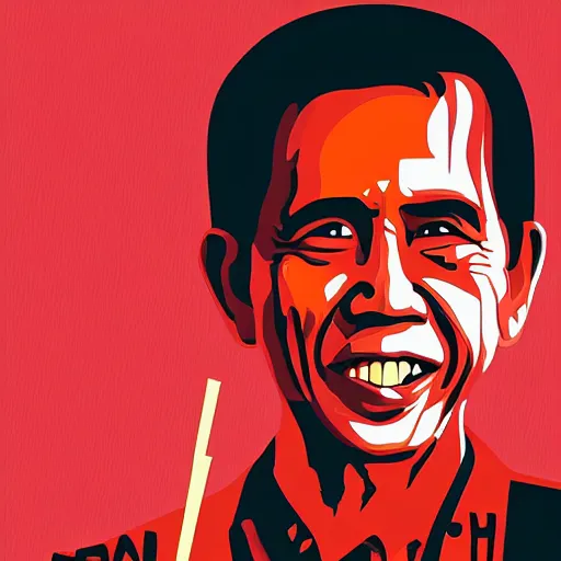 Image similar to jokowi in WPAP style, behance,artstation