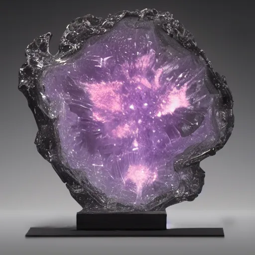 Image similar to abstract carved crystal sculpture of a nebula, 4k