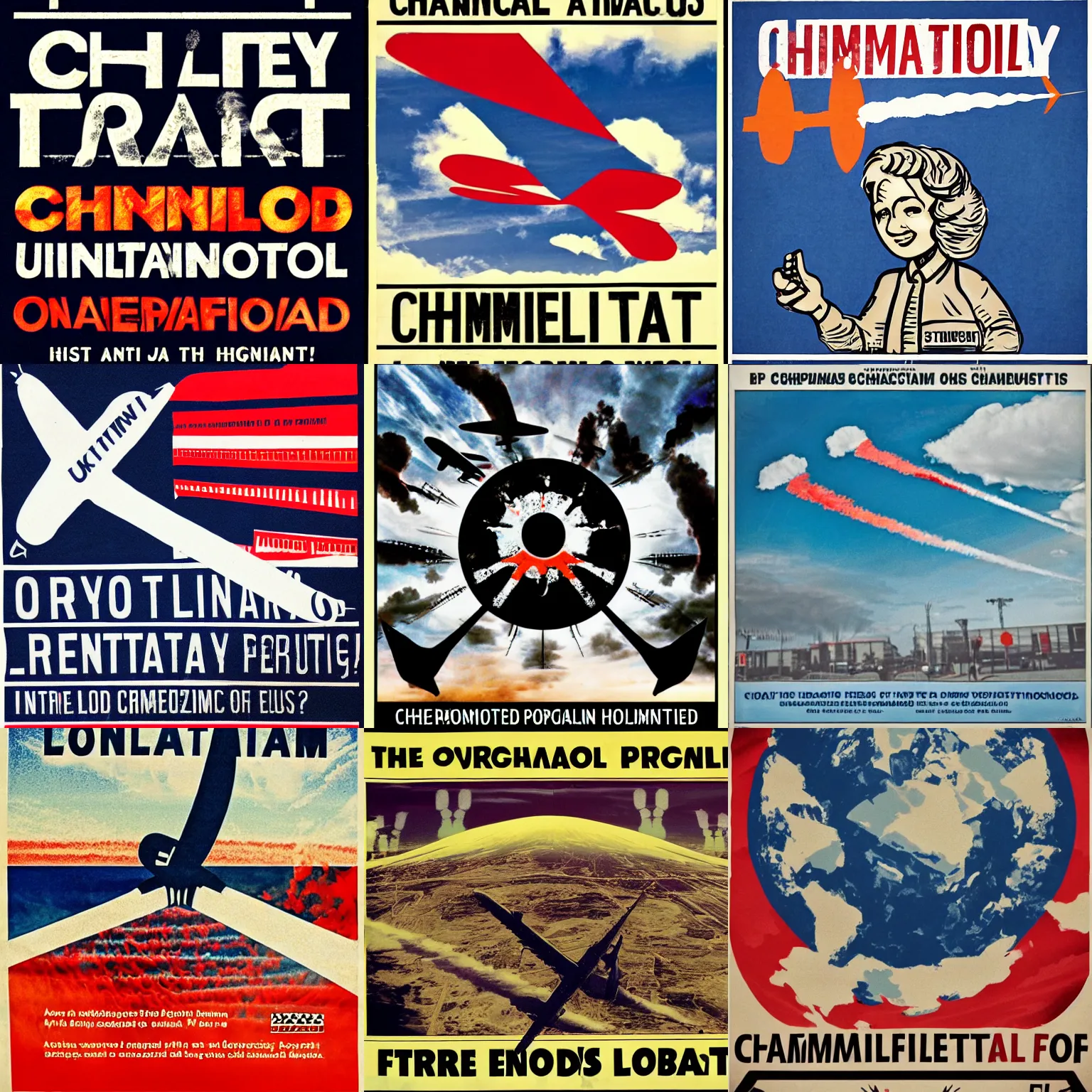 Prompt: chemtrail conspiracy libertarian propaganda poster