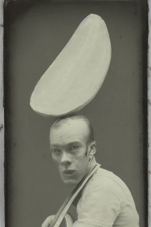 Image similar to a collodion process photograph of a sasquash