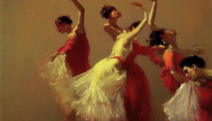 Image similar to high quality high detail painting by ilya repin, dancing woman, hd