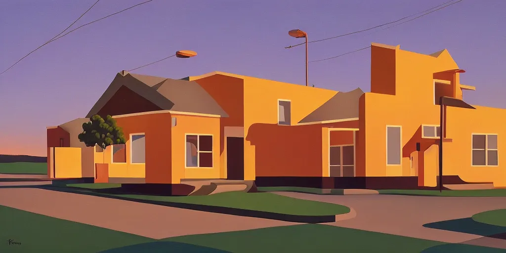 Image similar to motel, summer evening, kenton nelson