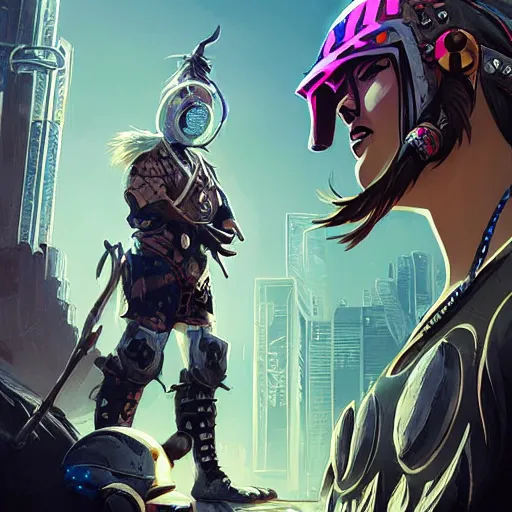 Image similar to cyberpunk viking helmet mask warrior goddess robot ninja fantasy, art gta 5 cover, official fanart behance hd artstation by jesper ejsing, by rhads, makoto shinkai and lois van baarle, ilya kuvshinov, ossdraws