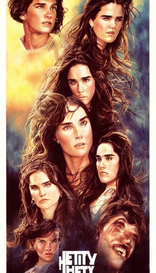 Prompt: texto highly detailed movie poster with brooke shields and jennifer connelly artwork by drew struzan