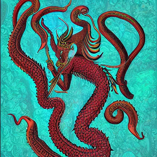 Prompt: naga creature, burmese mythology, naga, beautiful digital art