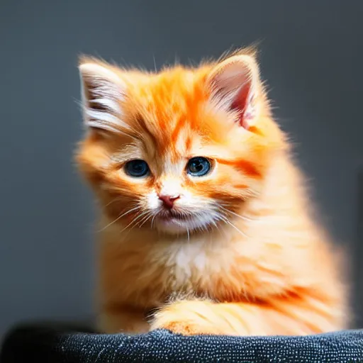 Image similar to cute fluffy orange tabby kitten, award winning