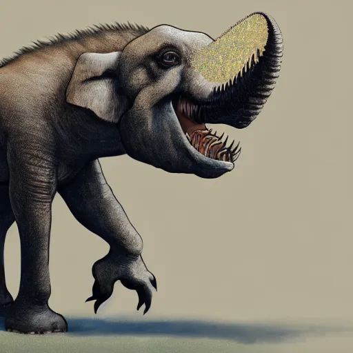 Image similar to a tyrannosaurius elephant chimera,