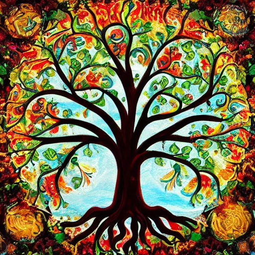 Prompt: tree of life 8 k 3 d 8 k resolution detailed painting maximalist