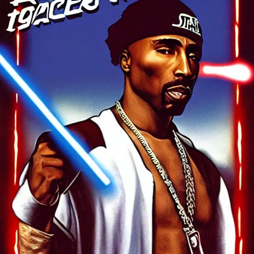 Image similar to tupac on starwars movie poster 1 9 7 9