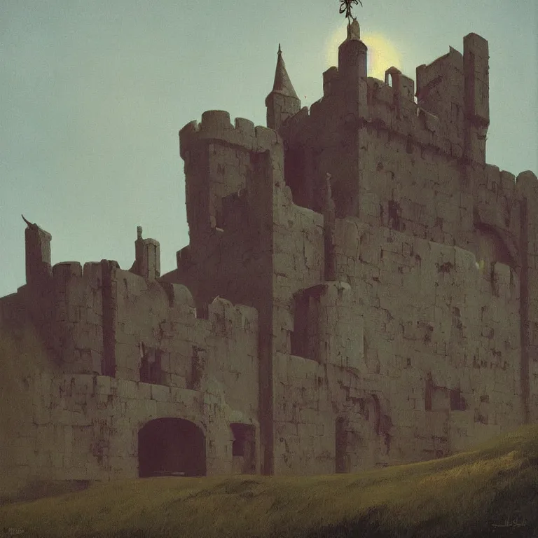 Image similar to castle that looks like a skull, Edward Hopper and James Gilleard, Zdzislaw Beksinski, Steven Outram highly detailed