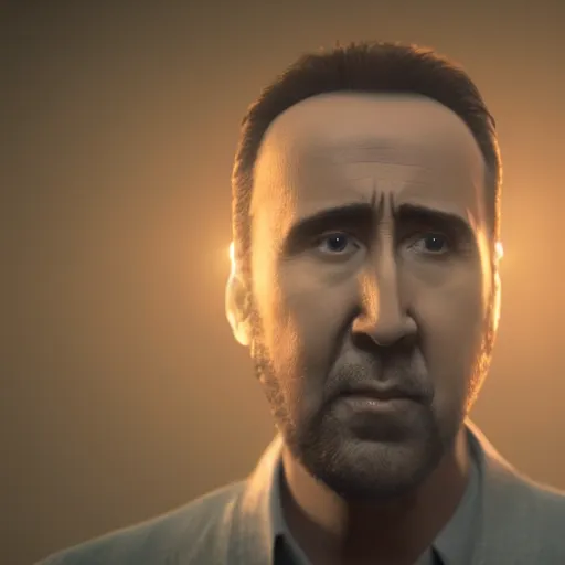 Image similar to hyperrealistic dslr film still of nicolas cage in a cage, stunning 8 k octane comprehensive 3 d render, inspired by istvan sandorfi & greg rutkowski & unreal engine, perfect symmetry, dim volumetric cinematic lighting, extremely hyper - detailed, extremely lifelike attributes & lifelike texture, intricate, masterpiece, artstation, stunning