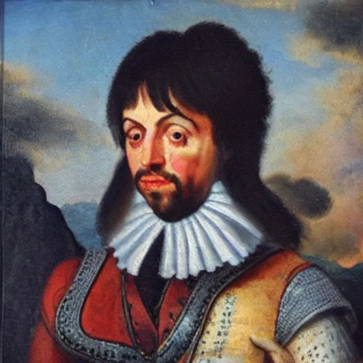 Prompt: 17th century oil painting portrait of paul mccartney as a king