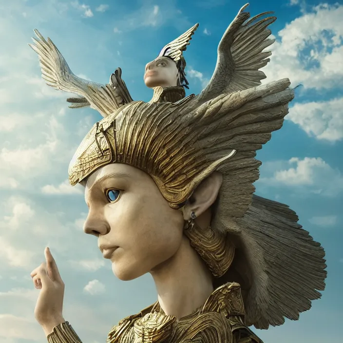 Image similar to minimal modernist bauhaus jeff koons style neverending story winged sphinx, ultra realistic, concept art, intricate details, serious, highly detailed, photorealistic, octane render, 8 k, unreal engine, art by todd mcfarlane and artgerm and greg rutkowski and alphonse mucha