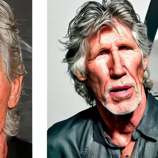 Image similar to Roger Waters looking shocked with the top text Roger and the bottom text Marbles, r/pinkfloydcirclejerk meme, Realistic, HDR, Clear Image, dynamic lighting