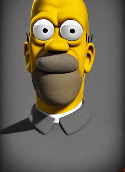 Image similar to highly detailed portrait of homer simpson made out of stone, digital art, unreal engine