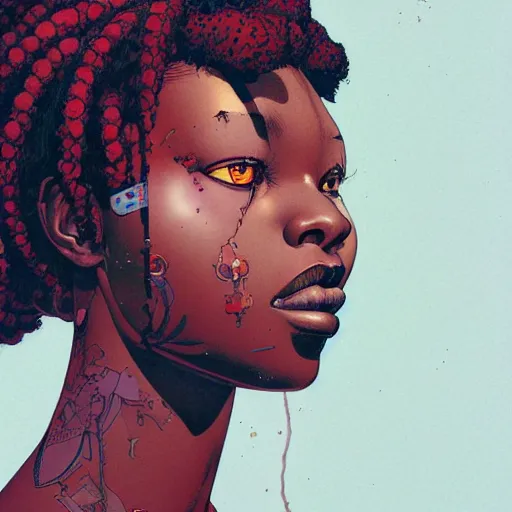 Prompt: teenage girl citizen portrait soft light painted by james jean and katsuhiro otomo and erik jones, inspired by zimbabwean afropunk anime, smooth face feature, intricate oil painting, high detail illustration, sharp high detail, manga and anime 1 9 9 9