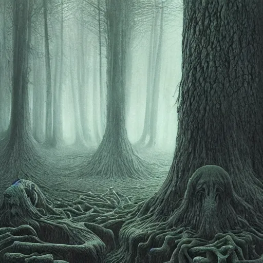 Image similar to forest monster 4k by zdzisław beksiński