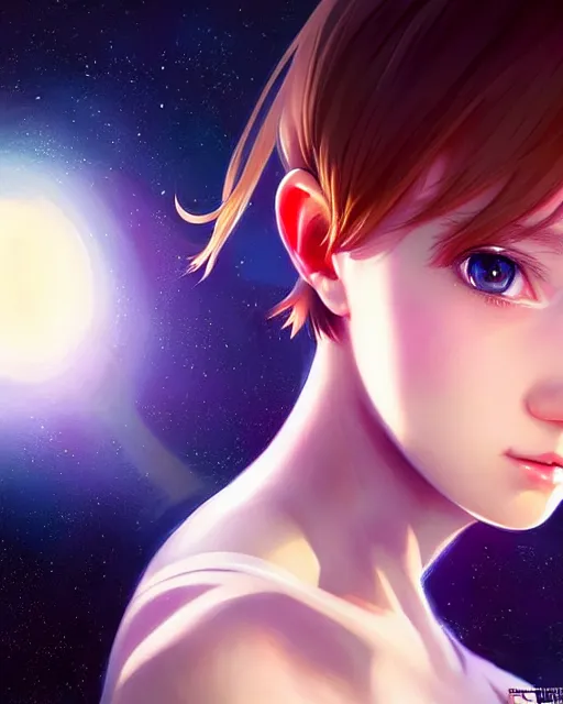 Image similar to portrait anime space cadet girl cute - fine - face, pretty face, realistic shaded perfect face, fine details. anime. realistic shaded lighting by ilya kuvshinov giuseppe dangelico pino and michael garmash and rob rey, iamag premiere, aaaa achievement collection, elegant freckles, fabulous, eyes open in wonder