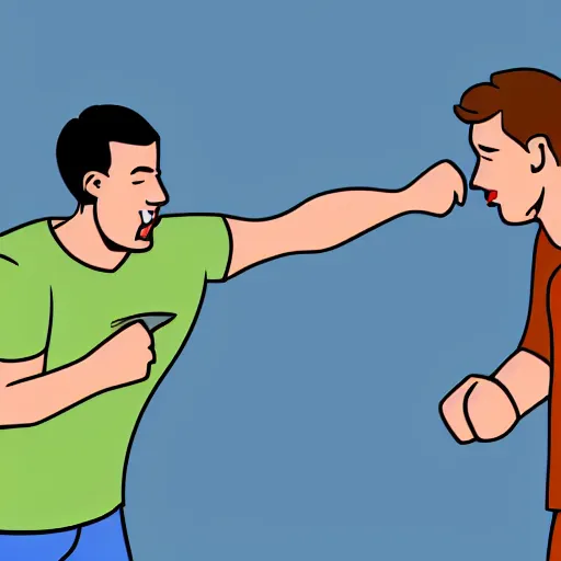 Prompt: a man punching another man wikihow illustration