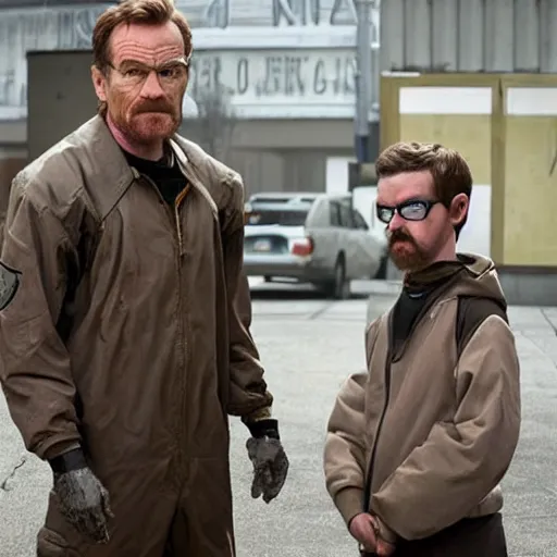 Image similar to Bryan Cranston as Gordon Freeman, dressed as Gordon Freeman from half life 2, still from a movie