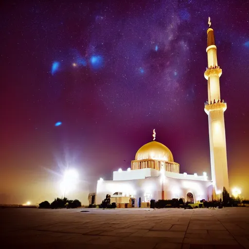 Image similar to mosque surrounded by nebula clouds