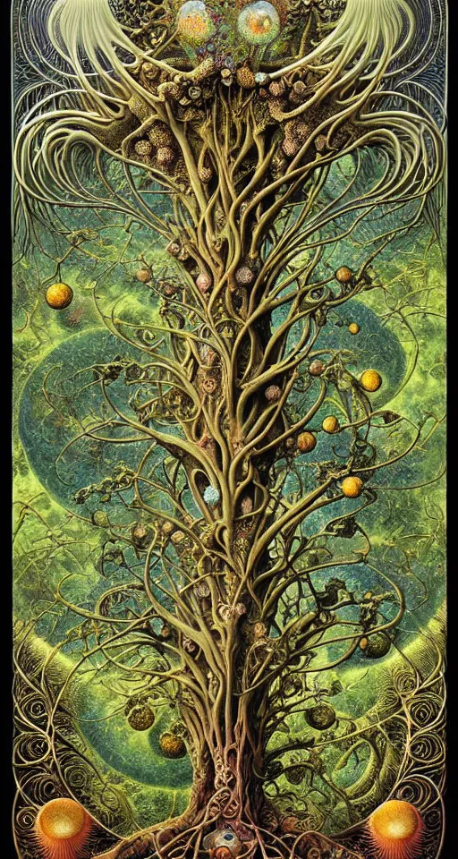 Image similar to tree of life by roger dean and andrew ferez, art forms of nature by ernst haeckel, divine chaos engine, symbolist, visionary, art nouveau, botanical fractal structures, organic, detailed, realistic, surreality