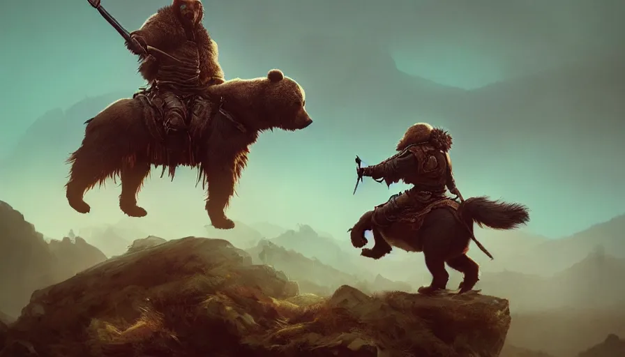 Prompt: a mongolian warlord riding a bear, action scene, an epic fantasy, dramatic lighting, cinematic, extremely high detail, photorealistic, cinematic lighting, artstation, by simon stalenhag, shadow of the tomb rider