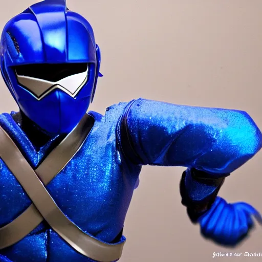 Image similar to blue santa as the blue power ranger, digital photography, high detailed