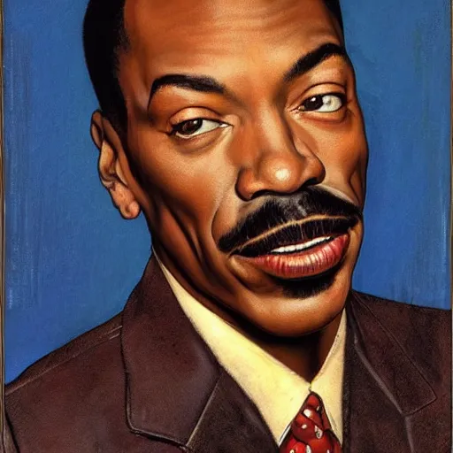 Prompt: frontal portrait of a eddie murphy. a portrait by norman rockwell.