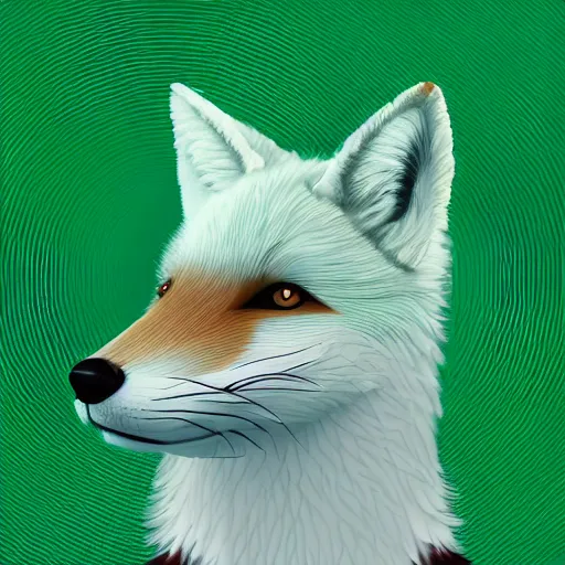 Prompt: digital very green and white fox, retrowave palette, digital world, highly detailed, electric breeze, anatomically correct vulpine, synth feel, fluffy face, ear floof, flowing fur, super realism, accurate animal imagery, 4 k digital art