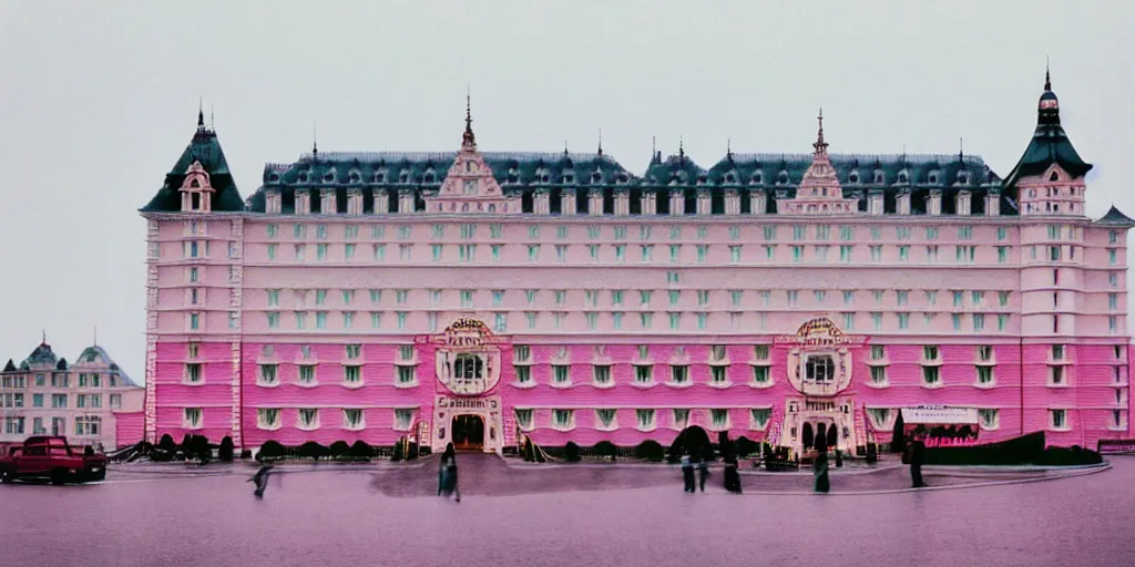 Prompt: The Grand Budapest Hotel, 35mm, Kodak Vision3 200T 5213