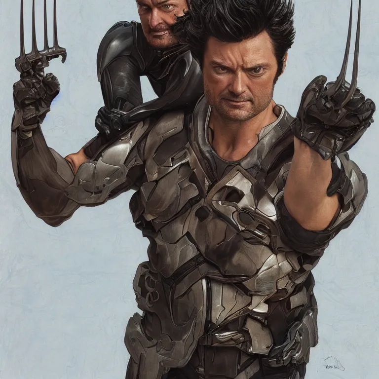 Prompt: Karl Urban as Wolverine, highly detailed, digital painting, artstation, concept art, smooth, sharp focus, illustration, ArtStation, art by artgerm and greg rutkowski and alphonse mucha and J. C. Leyendecker and Edmund Blair Leighton and Katsuhiro Otomo and Geof Darrow and Phil hale and Ashley wood and Ilya repin and Charlie Bowater