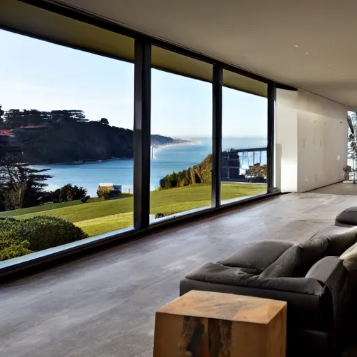 Image similar to a modern concrete mansion on the bluffs overlooking san francisco
