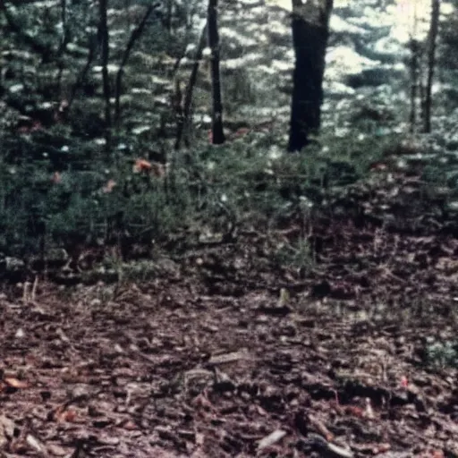 Image similar to a screen capture of found footage video left behind by a missing hiker in 1 9 8 6