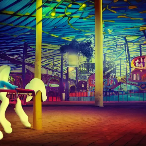 Prompt: ghosts having fun in a lunapark, kodac picture, 7 0's vibe, eerie athmosphere, photorealistic, hd