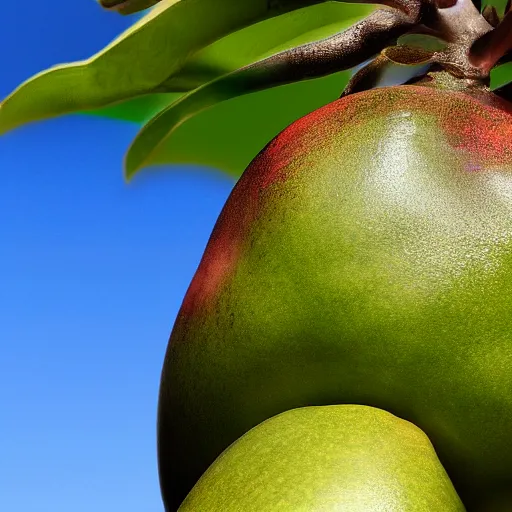 Image similar to green mango growing, 8 k, high definition, highly detailed, photo - realistic