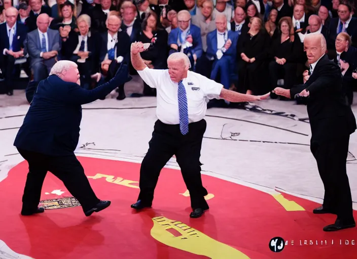 Image similar to Joe Biden fights a fat man, 8K, high quality, highly detailed
