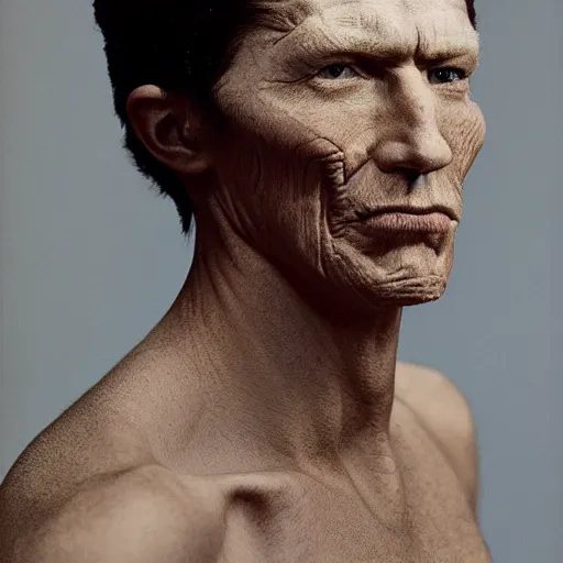 Image similar to portrait of wood - human hybrid, head and shoulders shot, by annie leibovitz, portrait of a man, studio lighting