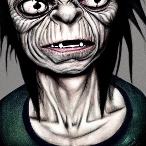 Image similar to photo portrait of gollum as an emo kid