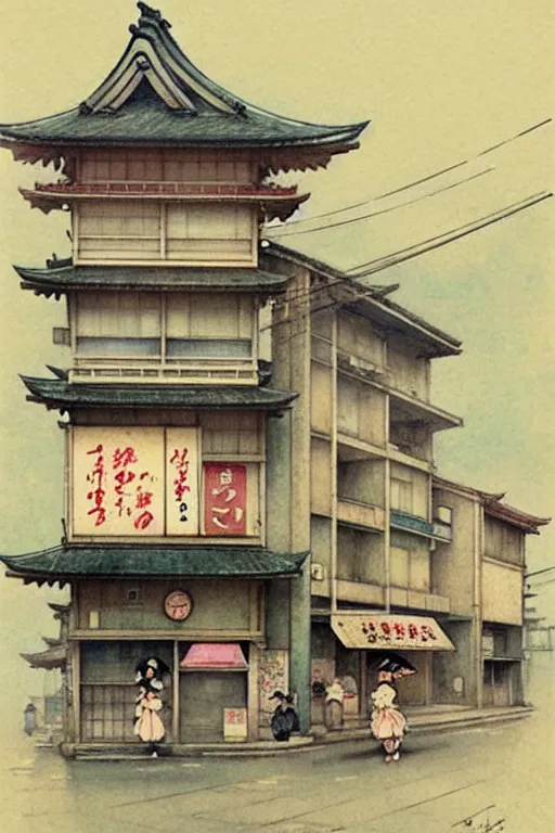 Image similar to (((((1950s japanese city . muted colors.))))) by Jean-Baptiste Monge !!!!!!!!!!!!!!!!!!!!!!!!!!!