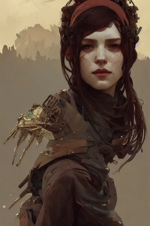 Image similar to A full portrait of a beautiful post apocalyptic offworld researcher, intricate, elegant, highly detailed, digital painting, artstation, concept art, smooth, sharp focus, illustration, art by Krenz Cushart and Artem Demura and alphonse mucha